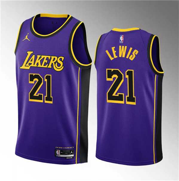 Mens Los Angeles Lakers #21 Maxwell Lewis Purple 2023 Draft Statement Edition Stitched Basketball Jersey Dzhi->los angeles lakers->NBA Jersey